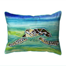 Betsy Drake Sea Turtle Surfacing Extra Large Zippered Indoor Outdoor Pillow - £49.46 GBP