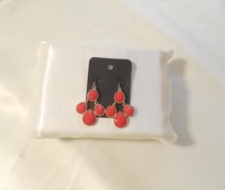 INC 2-1/4" Gold Tone Red Stone Dangle Drop Fish Hook Earrings M745 - $12.47