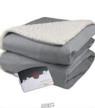 Pure Warmth Soft Velour Sherpa Electric Heated Blanket Digital Grey Full - £67.27 GBP
