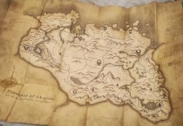 Province Of Skyrim Canvas Style Map 26&quot; X 19&quot;  - £18.50 GBP