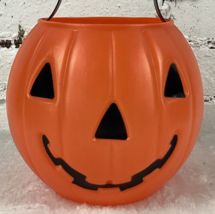 Blow Mold Plastic Pumpkin Jack O Lantern 6&quot; Bucket Trick or Treat Halloween - £15.63 GBP