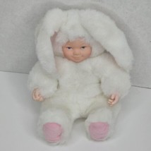 Vintage Anne Geddes Bunny Plush Easter Rabbit Doll Pink Ears 1997 White  - $15.47
