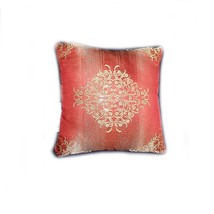 Decorative Pillow, Red Gold Metallic Jacquard, Red Velvet,  Decor Pillow... - £30.67 GBP