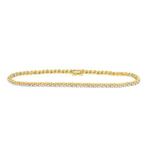 10kt Yellow Gold Womens Round Diamond Tennis Bracelet 1 Cttw - £1,364.33 GBP