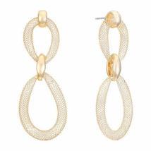 Liz Claiborne Women's Gold Wire Mesh Drop Earrings Gold Tone New - $16.01