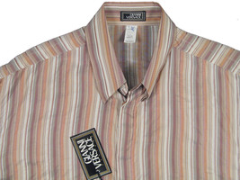 NEW VINTAGE 90&#39;s Gianni Versace Couture Silk Shirt!  e 54 (XL)  Colorful Stripes - £395.46 GBP