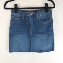 Wild Fable Denim Mini Skirt Studded Raw Hem Medium Wash 6 - £7.64 GBP