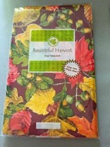 Fall Leaves Leafs Vinyl Tablecloth Acorns Thanksgiving 52x90 Inches Holiday - $27.32