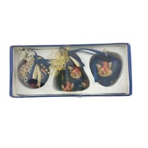 GiftCo Decoupage Ornaments Victorian Angels Set of 3 Blue Gold - £10.06 GBP