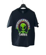 Alien T-Shirt Black &quot;Nobody Freakin’ Cares&quot; Funny Retro 90s Graphic Tee:... - $14.84