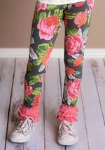 Matilda Jane Wonderment Row of Roses Girls Leggings w/ Ruffle Hem Sz 8 - €23,08 EUR