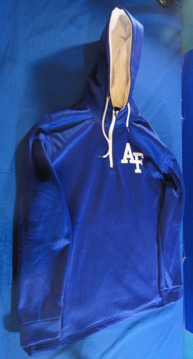 STADIUM ATHLETICS USAF AIR FORCE BLUE WHITE PULLOVER GYM HOODIE SWEATER XXL - $22.96