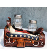 Country Western Cowboy Horse Saddle American Flag Salt Pepper Shakers Ho... - £21.54 GBP