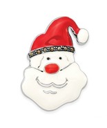 Brass Silver-tone Marcasite and Enameled Santa Claus Pin - $35.26