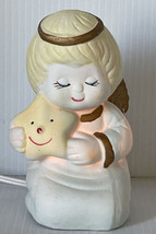 Vintage Ceramic Kneeling Praying Angel with Star Nursery Night Light - £10.12 GBP