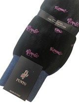 Punto Mens Dress Socks Egyptian Cotton 10-13 Black Purple Antique Cars Italy - £22.56 GBP