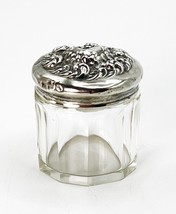 Antique Unger Brothers Sterling Silver &amp; Crystal Powder Vanity Dresser Jar - $266.07