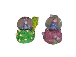 Lot Of 2 Disney Winnie the Pooh Eeyore Snow Globe Garden 3”T x 2-1/4” Ex  - $14.70
