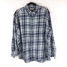 Hobbs Creek Mens 100% Cotton Button Down Plaid Flannel Shirt Blue White XL - £3.91 GBP