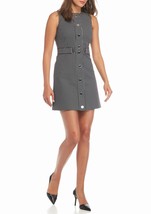 Michael Kors Black White Checked Front Snap Button Mini Dress Size 14 NEW - $84.96