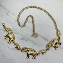 Elephant Trunk Up Gold Tone Metal Chain Link Belt Size Small S Medium M - £54.48 GBP