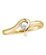 10k Yellow Gold Womens Round Diamond Solitaire Promise Bridal Ring 1/20 ... - £127.89 GBP