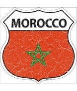 Morocco Country Flag Highway Shield Metal Sign - £22.34 GBP