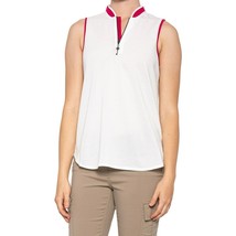 NWT Ladies BELYN KEY White with Raspberry Fuchsia Sleeveless Golf Shirt ... - $29.99