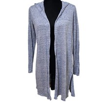 Cynthia Rowley Heather Blue Linen Hooded Open Front Cardigan Size Small - £15.17 GBP