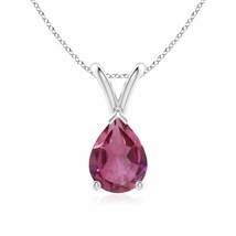 ANGARA 8x6mm Natural Pink Tourmaline Solitaire Pendant Necklace in Silver - £236.19 GBP+