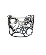 Artist Modernist Wide Sterling Silver Cuff Bracelet Cutout Circles Bubbles 27g - $195.00