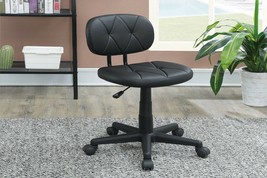 Modern 1pc Office Chair Black Tufted Design Upholstered Chairs with wheels - $116.00
