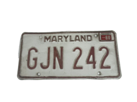 Vintage Maryland 1980 License Plate # GJN 242 Tag Man Cave Decor Retro D... - $18.69