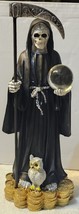 Grim Reaper Santa Muerte Money Owl Globe Ball Scythe Fantasy Figurine Statue #3 - £30.78 GBP