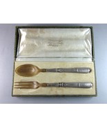 Antique Large Serving Spoon &amp; Fork Set E511 - €102,69 EUR