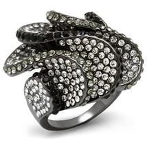 TIN Cobalt Black Brass Ring with Top Grade Crystal in Multi Color Sizes 5-10 - £28.24 GBP