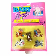 1991 Baby Face PETS Magic Diaper Babies DOGs &amp; CATs 5 Figures NEW in Pac... - £38.29 GBP