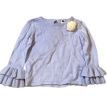 Janie and Jack Baby Blue Sweater w/ Ruffle Cuff & White Pom Sz 3 - £11.51 GBP