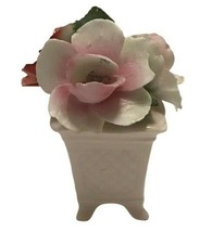 Vintage Mini Thorley Staffordshire England Bone China Roses Flower Basket - £17.03 GBP