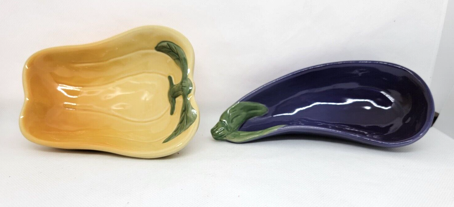 4 Williams Sonoma JARDEN POTAGER Small Bowls EGGPLANT PEPPER ARTICHOKE Stoneware - $29.99