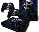Xbox One X Skin Console &amp; 2 Controllers Skull Clock Vinyl Wrap Decal - £11.19 GBP