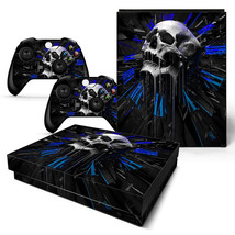 Xbox One X Skin Console &amp; 2 Controllers Skull Clock Vinyl Wrap Decal - £11.14 GBP