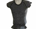 Lululemon Womens Sz 4 Black &amp; Gray Short Sleeve Shirt Sweat Life Run Wit... - £17.59 GBP