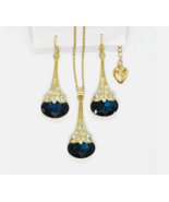 New Fashion Blue Crystal Water Drop Pendant China Necklace Earring Jewel... - £14.95 GBP