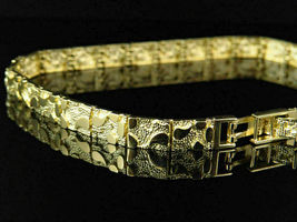 Men&#39;s and Ladies Nugget Style Designer Bracelet 8&quot; 925 Silver Yellow Gold Plated - £229.44 GBP