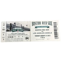 2012 August 21 Boston Red Sox Vs Angels Full Ticket Mike Trout 2 Hits 2ND Yr Roy - £13.45 GBP