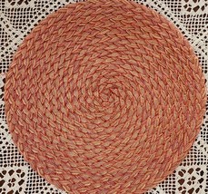 Four (4) ~ 14.75&quot; Round Mats ~ Multicolored Braided/Woven ~ Textured Placemats - £17.58 GBP