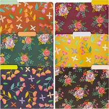 12-Pack Vintage Floral File Folders Letter Size 6 Assorted Designs - £31.78 GBP