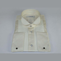 Mens CEREMONIA Tuxedo Formal Shirt 100% Cotton Turkey Slim Fit #stn 17 abt ivory image 3