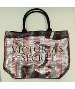 Victoria’s Secret Pink Silver Sequin Stripe Weekender Tote Bag Limited E... - £21.30 GBP